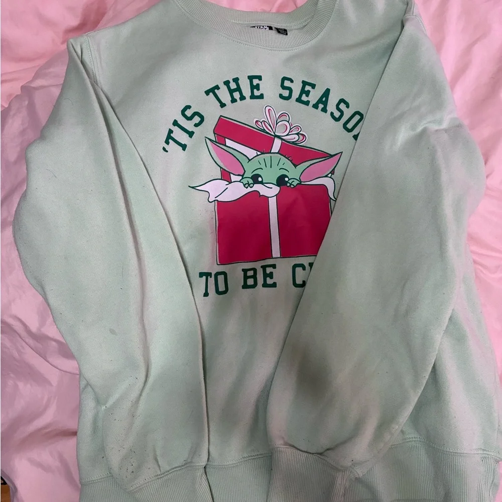 'Tis The Season To Be Cute Mint Baby Yoda Sweatshirt - Picture 2 of 4
